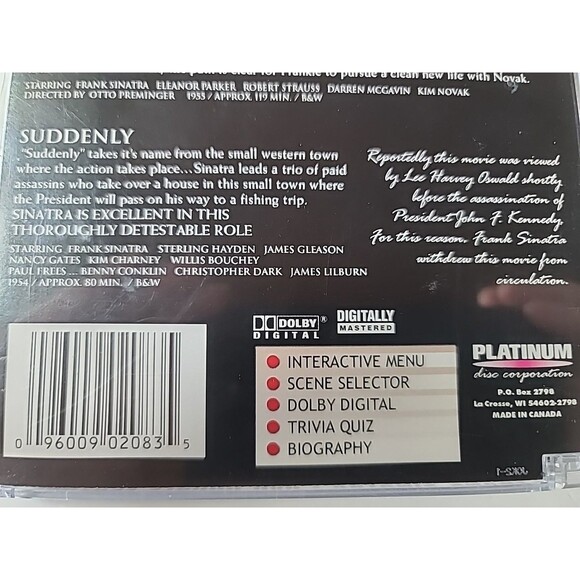 Frank Sinatra - 2 Pack: Suddenly/The Man With The Golden Arm (DVD, 2000,... - Picture 10 of 10